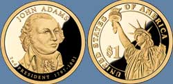 2007 John Adams Presidential Dollar 1 Coins D P Mint 2 Coin Set