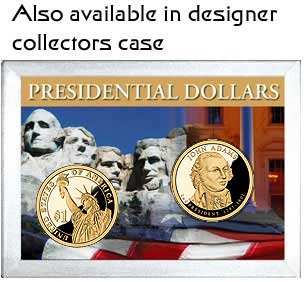 2007 John Adams Presidential Dollar $1 Coins: D & P Mint 2 Coin Set